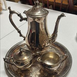 WM Rogers Elegant Silver Tea Set with Tray